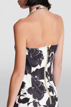Flowering Girl Women Tabitha Two-Tone Floral-Print Leather Mini Dress