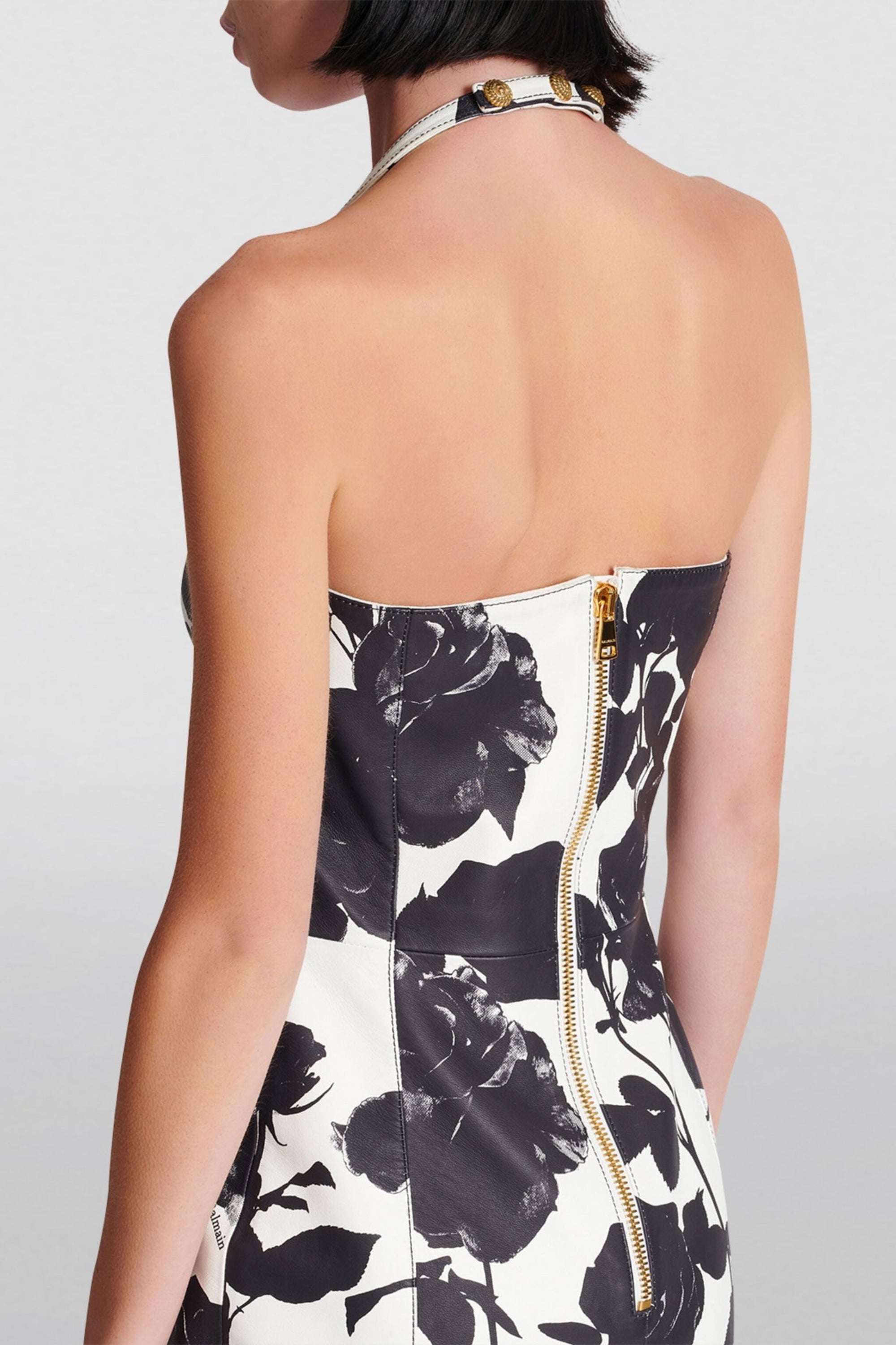 Flowering Girl Women Tabitha Two-Tone Floral-Print Leather Mini Dress