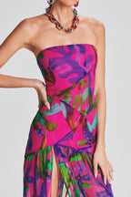 Flowering Girl Women Floral-Print Silk Chiffon Maxi Dress In Red
