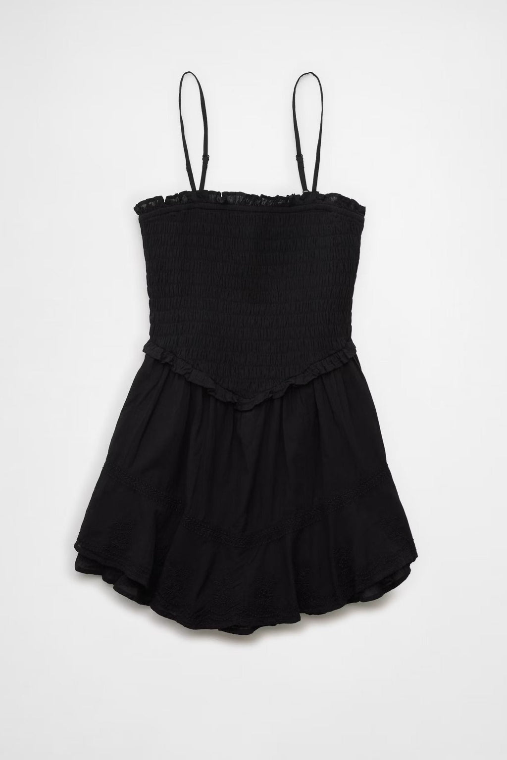 Flowering Girl Women Ruffle Tiered Romper Mini Dress In Black