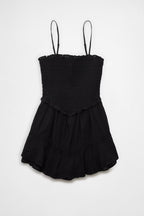 Flowering Girl Women Ruffle Tiered Romper Mini Dress In Black
