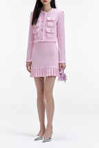 Flowering Girl Women Pink Sequin Textured Knit Jacket