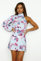 Flowering Girl Women Party Edit Satin Mini Dress Blue