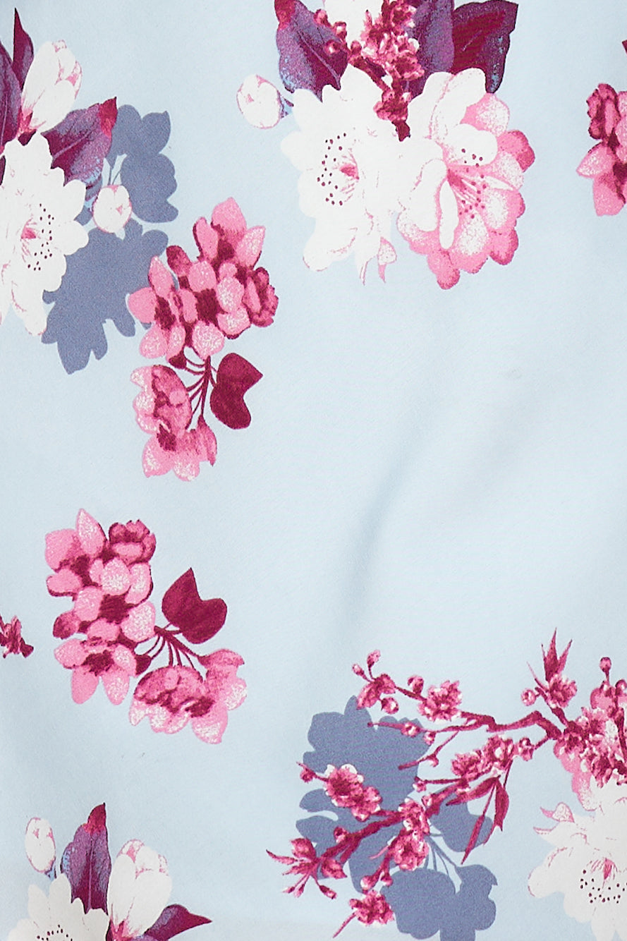 Flowering Girl Women print satin mini dress in blue
