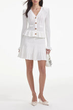 Flowering Girl Women White Knit Peplum Mini Dress