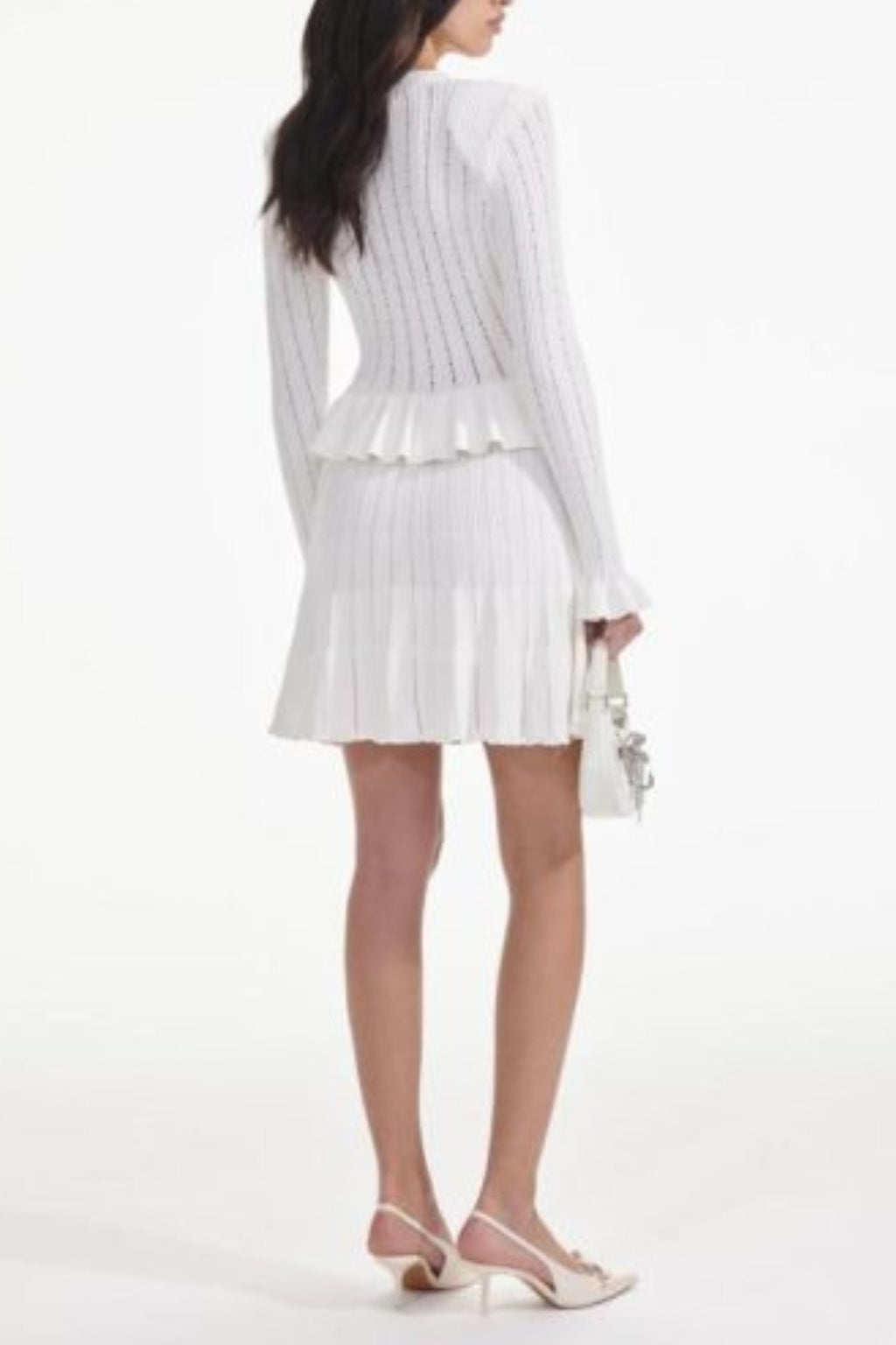 Flowering Girl Women White Knit Peplum Mini Dress