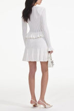 Flowering Girl Women White Knit Peplum Mini Dress