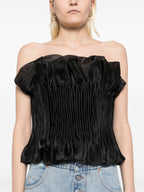 Flowering Girl Women print ruffle trim top in black