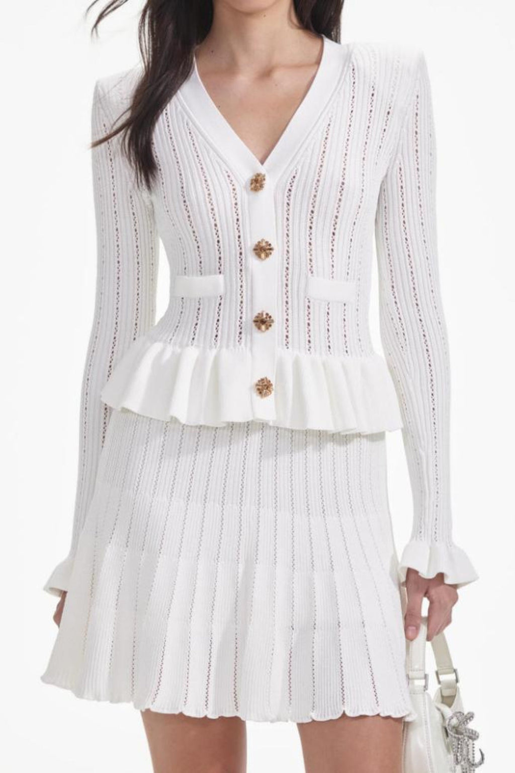 Flowering Girl Women White Knit Peplum Mini Dress