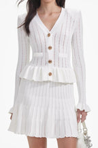 Flowering Girl Women White Knit Peplum Mini Dress