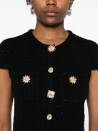 Flowering Girl Women crystal embellished-buttons cardigan in black