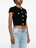 Flowering Girl Women crystal embellished-buttons cardigan in black