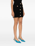 Flowering Girl Women jewel buttons knitted mini skirt in black