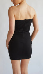 Flowering Girl Women Strapless Bow Bodycon Mini Dress