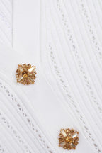 Flowering Girl Women White Knit Peplum Mini Dress