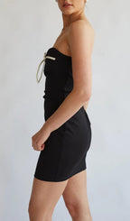 Flowering Girl Women Strapless Bow Bodycon Mini Dress