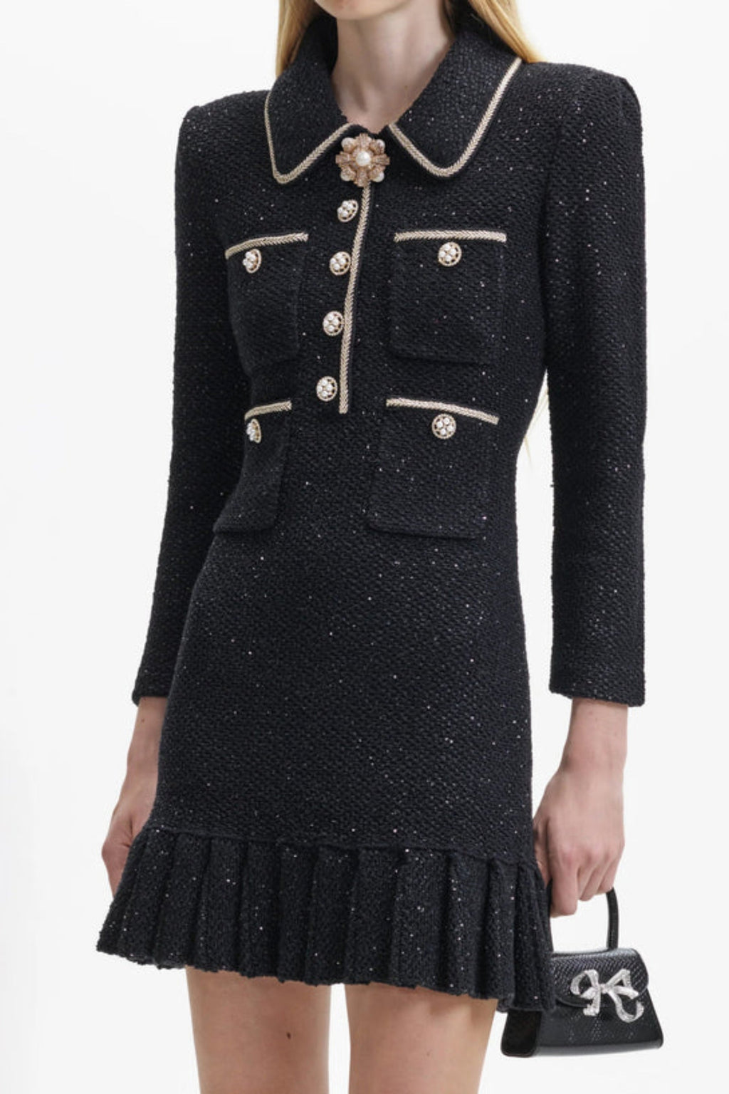 Flowering Girl Women Black Sequin Knit Mini Dress