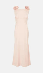 Flowering Girl Women Petite Shoulder Detail Cowl Back Maxi Dress