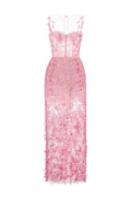 Flowering Girl Women PINK BEADED LACE PENCIL MIDI DRESS