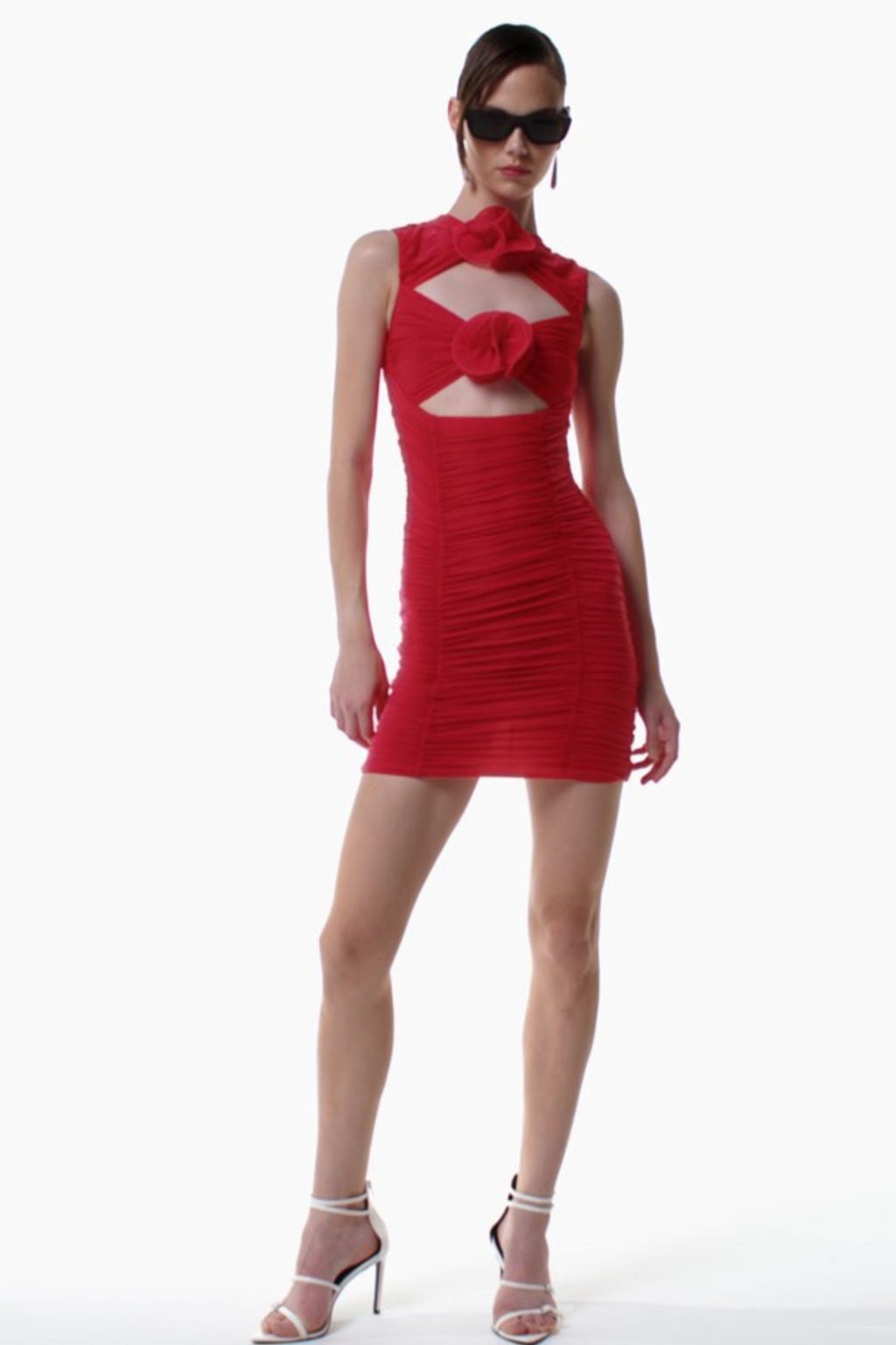 Flowering Girl Women Cutout Floral Mini Dresses In Red