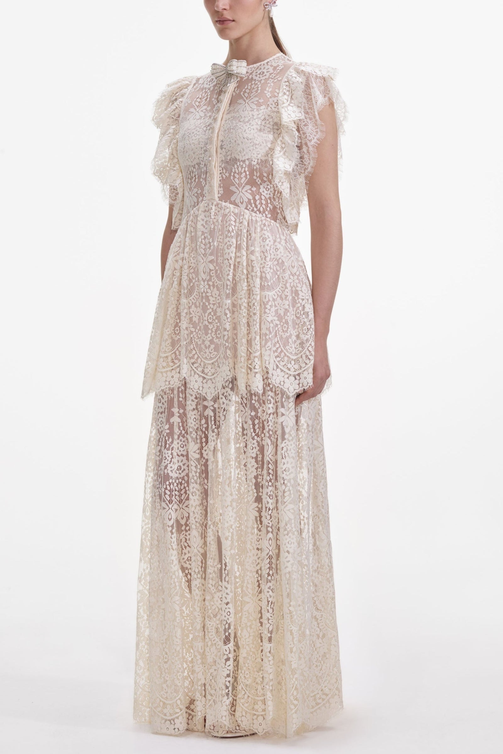 Flowering Girl Women Tiered Lace Maxi Dress