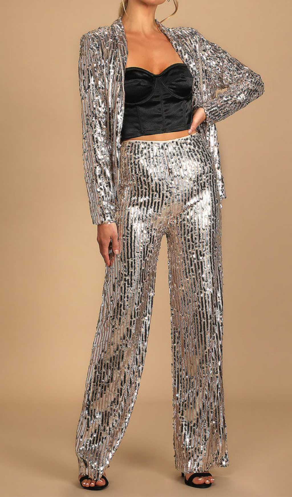 Flowering Girl Women Silver Multi Sequin pants