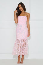 Flowering Girl Women Girly Charms Strapless Midi Dress Pink