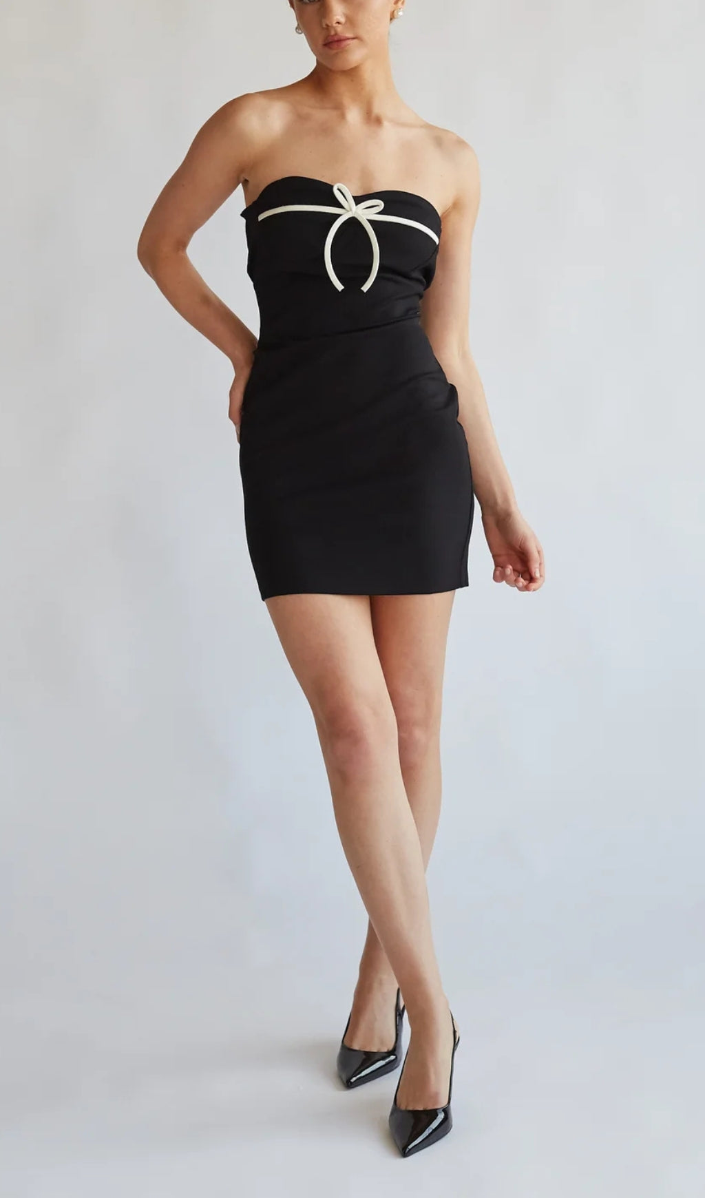 Flowering Girl Women Strapless Bow Bodycon Mini Dress