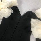 Flowering Girl Women bowknot floral-shape embellished maxi dress in black