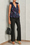 Flowering Girl Women Floral Print Chiffon Ruffle Top