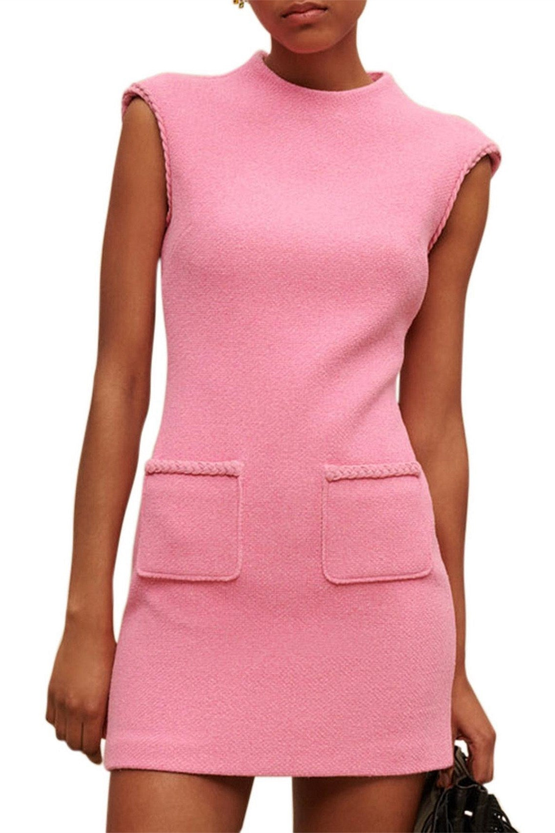 Jessica Sleeveless Tweed Mini Dress In Pink