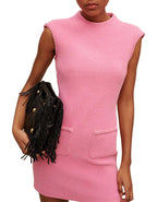 Jessica Sleeveless Tweed Mini Dress In Pink