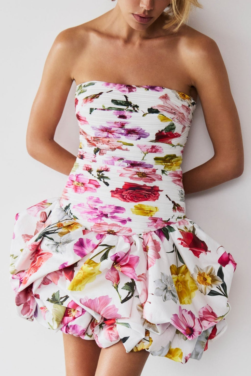 Violette Bubble Hem Mini Dress Collage Floral