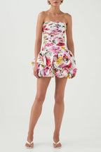 Violette Bubble Hem Mini Dress Collage Floral
