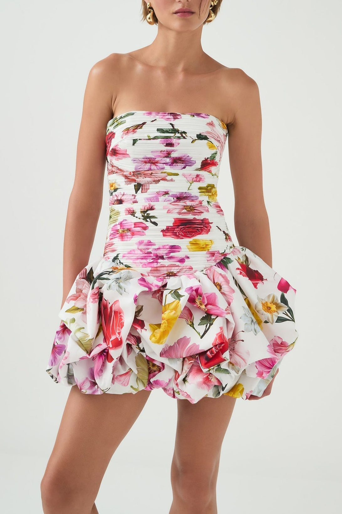 Violette Bubble Hem Mini Dress Collage Floral