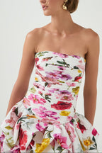 Violette Bubble Hem Mini Dress Collage Floral