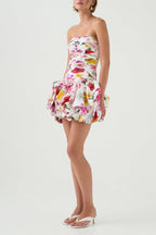Violette Bubble Hem Mini Dress Collage Floral