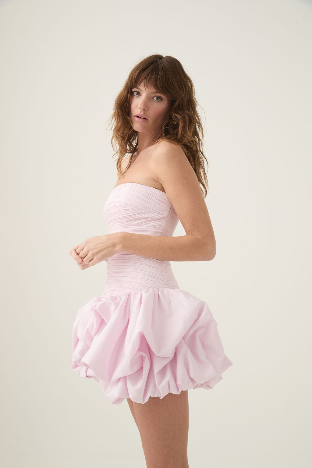Flowering Girl Women Violette Bubble Hem Mini Dress In Pastel Pink