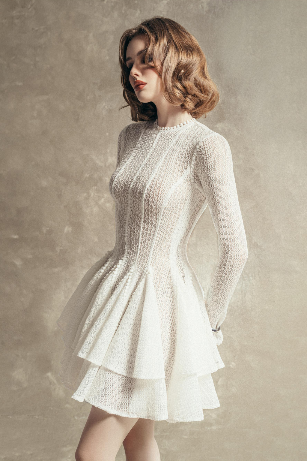 Giana Long Sleeve Crochet Mini Dress