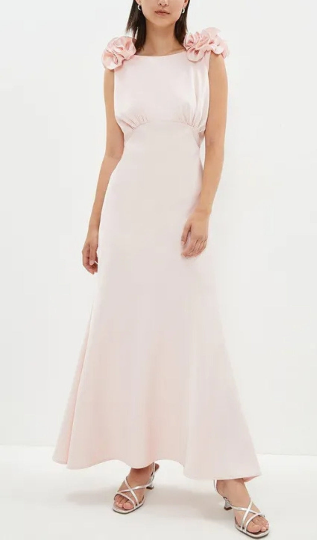 Flowering Girl Women Petite Shoulder Detail Cowl Back Maxi Dress