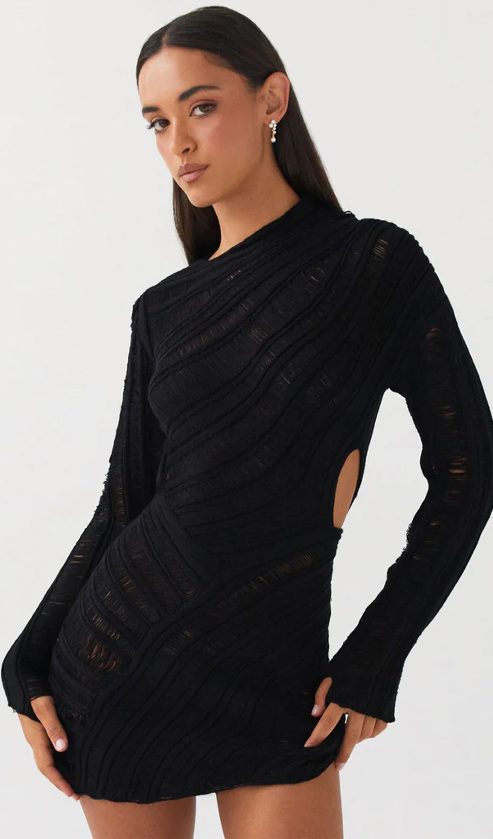 Flowering Girl Women Hollow Out Mini Dress