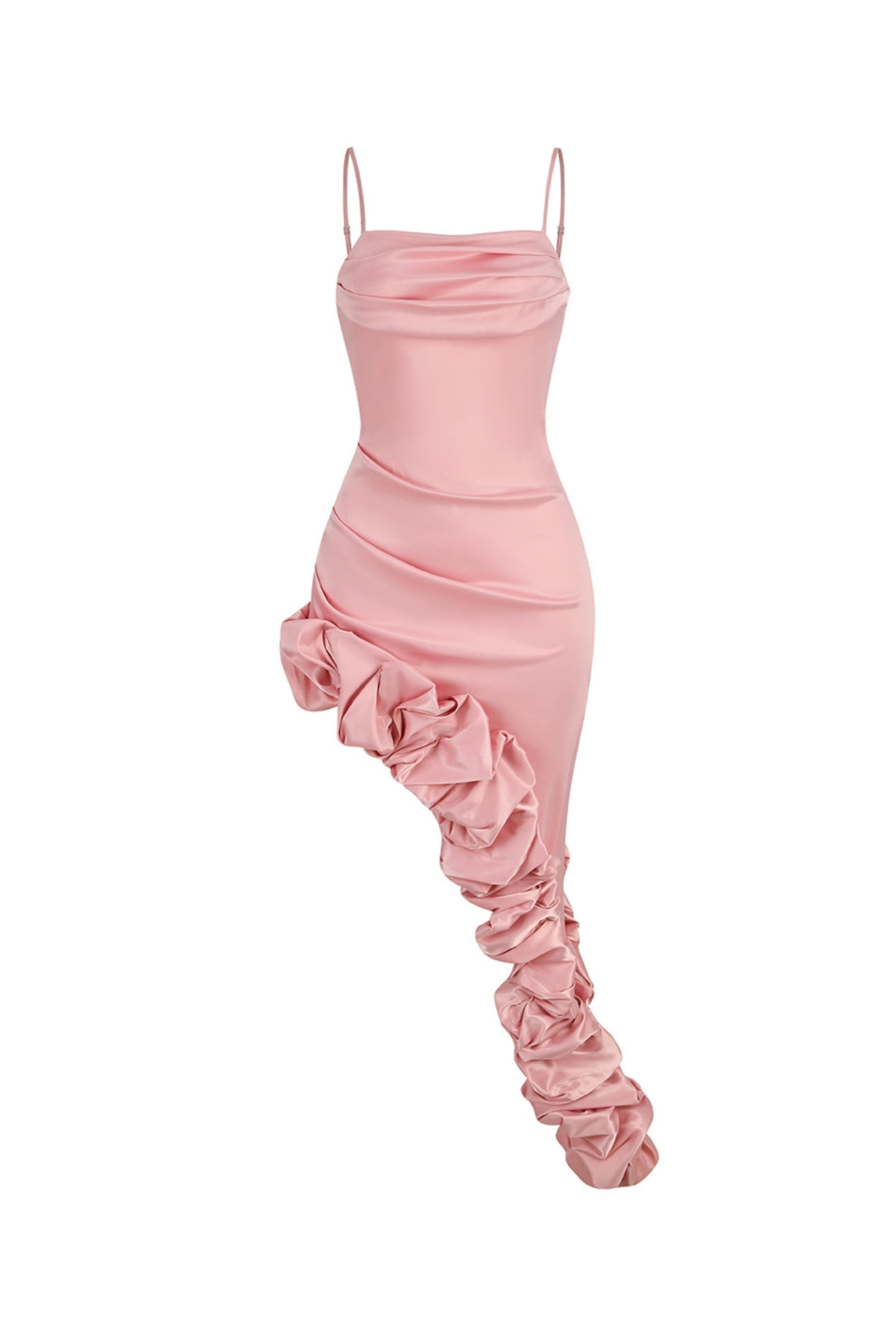 Flowering Girl Women Pink Floral Hip-Hugging Pleated Suspender Dress