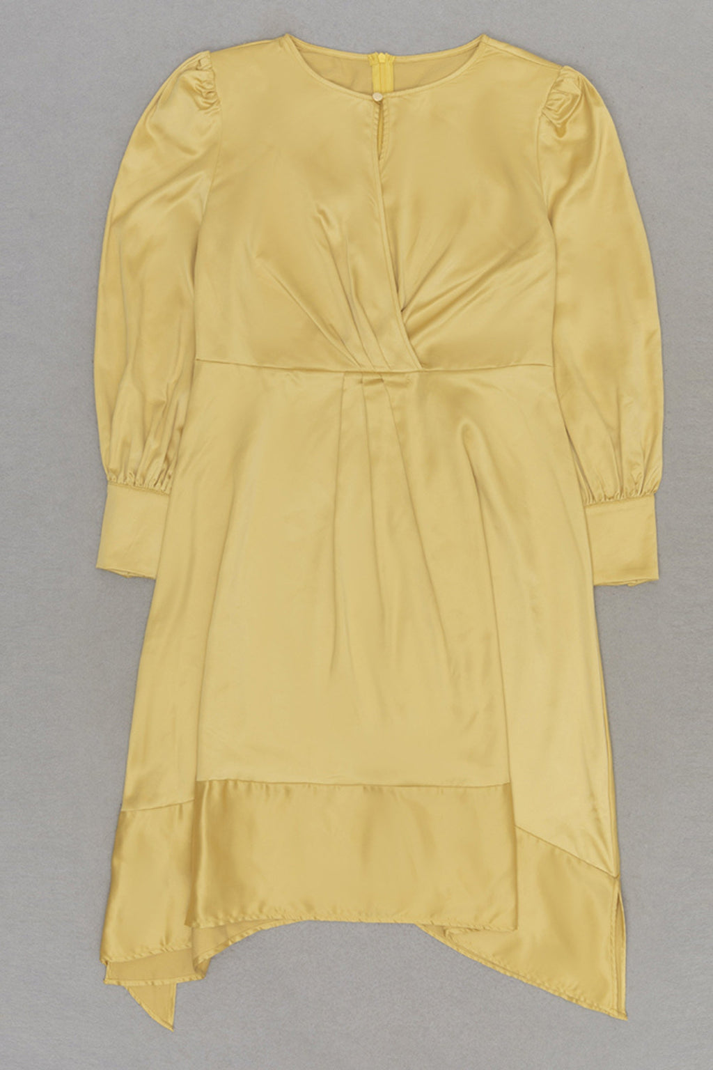 Flowering Girl Women Satin Long Sleeve Midi Dresses In Yellow