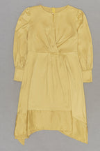 Flowering Girl Women Satin Long Sleeve Midi Dresses In Yellow