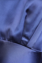 Flowering Girl Women Blue Satin Sleeveless Mock Neck Maxi Dress