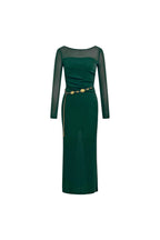 Mesh midi dress in green