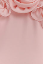 helen off-shoulder Chiffon Flower Maxi Dress - Baby Pink