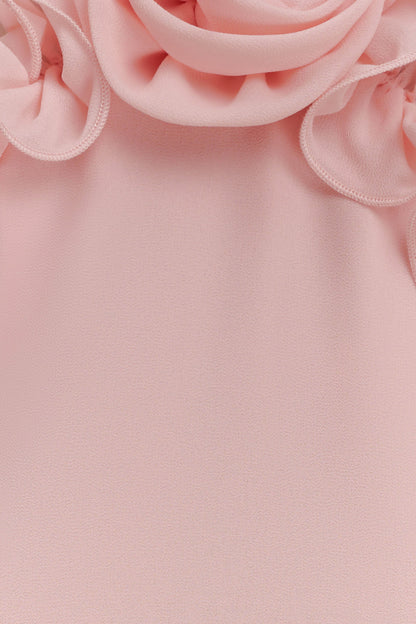helen off-shoulder Chiffon Flower Maxi Dress - Baby Pink