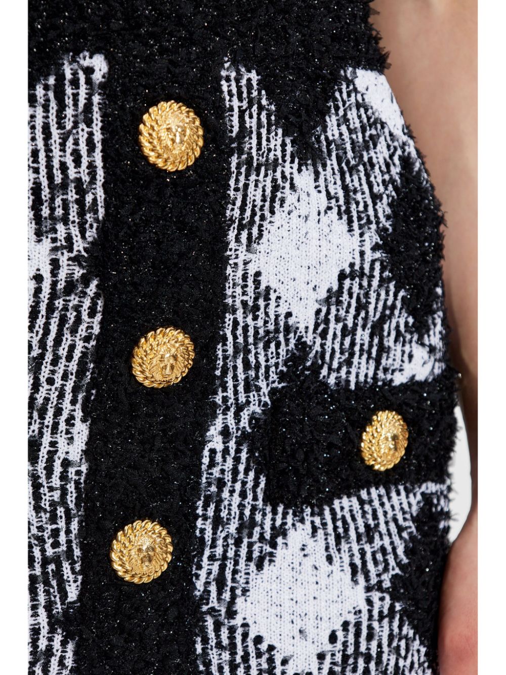 Flowering Girl Women button-embellished plaid texture mini dress