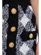 Flowering Girl Women button-embellished plaid texture mini dress